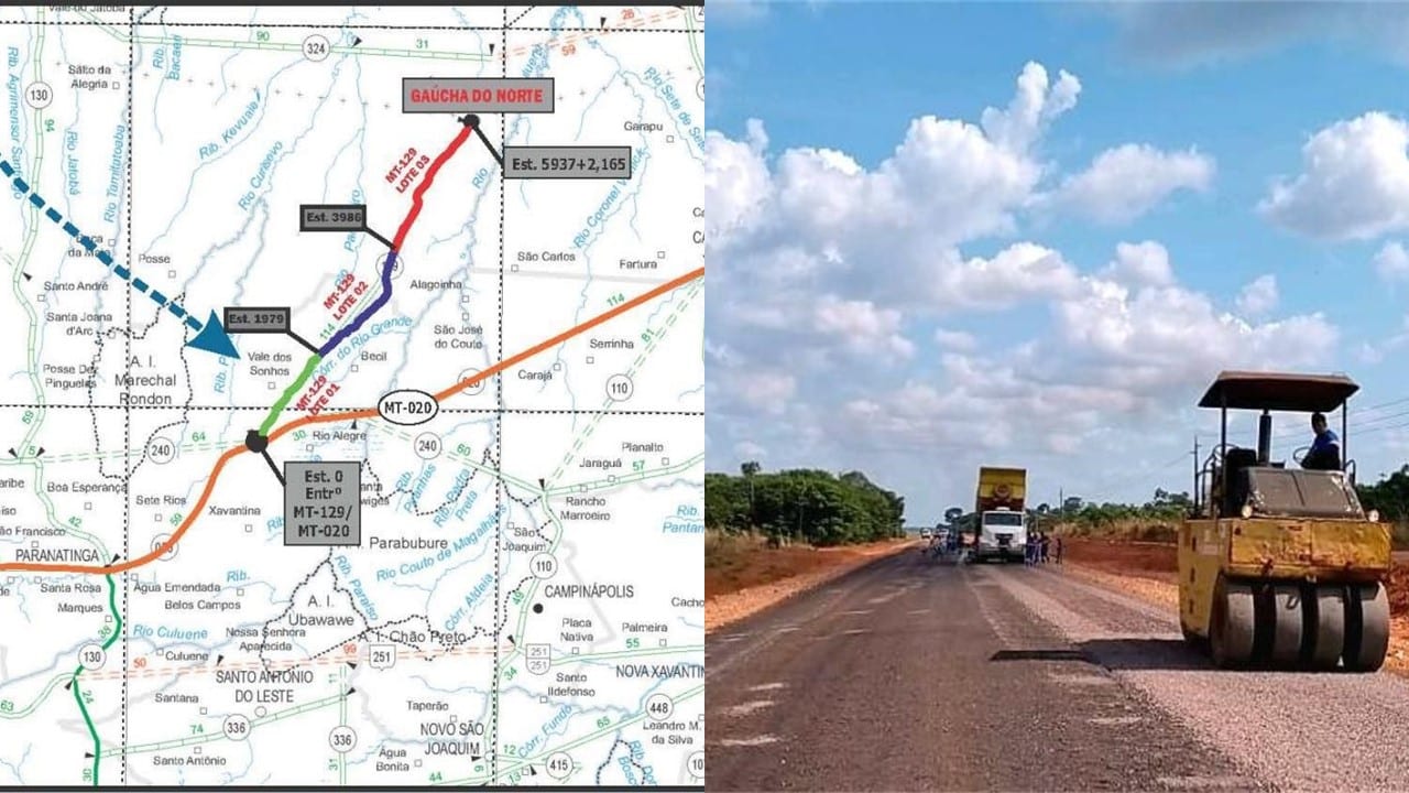 MT-129 em Gaúcha do Norte será asfaltada; Sinfra abre chamamento público